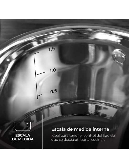 Olla 5 L de Acero Inoxidable con Tapa Foodies Ø24 x 12 cm MASTERPRO