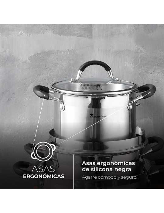 Olla 5 L de Acero Inoxidable con Tapa Foodies Ø24 x 12 cm MASTERPRO