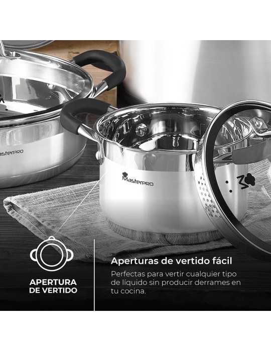 Olla 5 L de Acero Inoxidable con Tapa Foodies Ø24 x 12 cm MASTERPRO