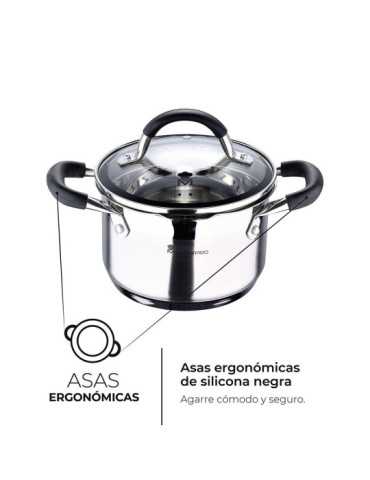 Olla 1,8 L de Acero Inoxidable con Tapa Foodies Ø16 x 10 cm MASTERPRO 2