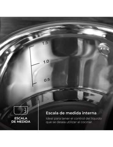 Olla 9,5 L de Acero Inoxidable con Tapa Foodies Ø28 x 16,5 cm MASTERPRO 2