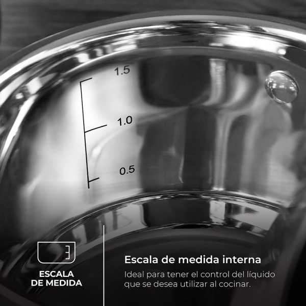 Olla 9,5 L de Acero Inoxidable con Tapa Foodies Ø28 x 16,5 cm MASTERPRO