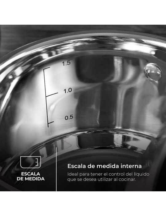 Olla 9,5 L de Acero Inoxidable con Tapa Foodies Ø28 x 16,5 cm MASTERPRO