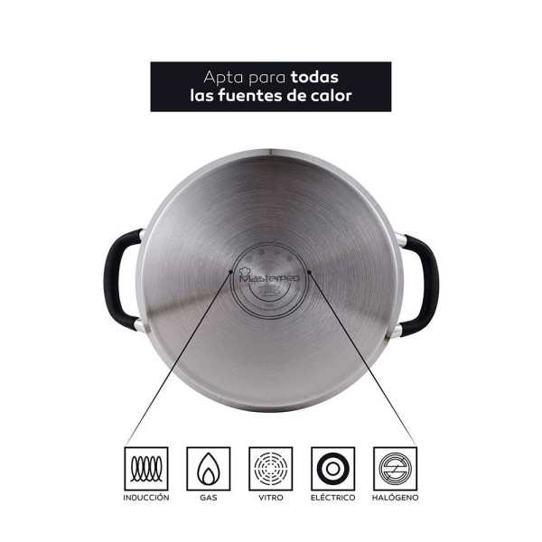 Olla 9,5 L de Acero Inoxidable con Tapa Foodies Ø28 x 16,5 cm MASTERPRO