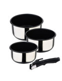 Cazos Click & Cook Acero Inoxidable Ø16 x 8 cm / Ø18 x 9 cm / Ø20 x 10 cm + Mango Multiusos BERGNER