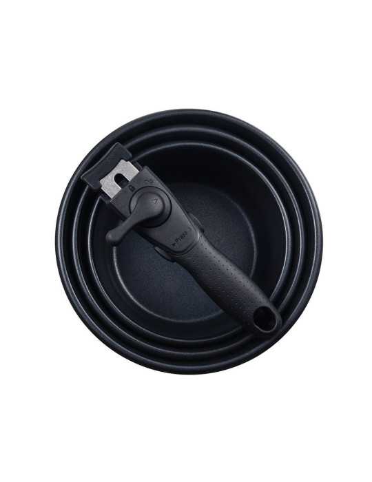 Cazos Click & Cook Acero Inoxidable Ø16 x 8 cm / Ø18 x 9 cm / Ø20 x 10 cm + Mango Multiusos BERGNER