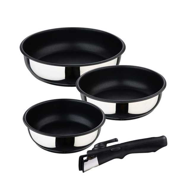 Set 3 Sartenes Acero Inoxidable Click & Cook Ø18 / Ø20 / Ø24 cm BERGNER
