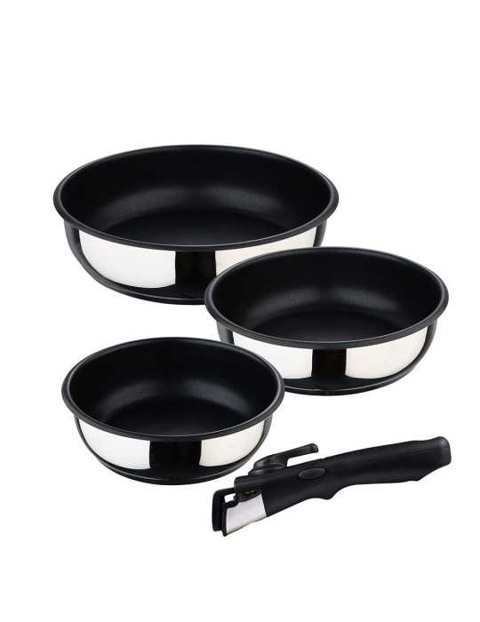 Set 3 Sartenes Acero Inoxidable Click & Cook Ø18 / Ø20 / Ø24 cm BERGNER