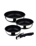 Set 3 Sartenes Acero Inoxidable Click & Cook Ø18 / Ø20 / Ø24 cm BERGNER