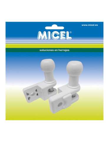 Soportes Barandilla Toldo, Modelo TLD01, de Aluminio con Acabado Blanco, 69 x 30,7 x 73,2 mm, Blister MICEL 2