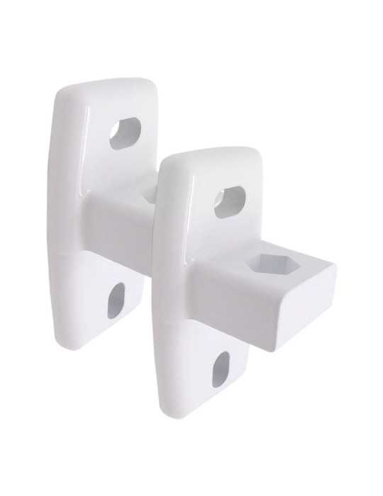 Soportes Pared Toldo, Modelo TLD02, de Aluminio con Acabado Blanco, 44 x 38,25 x 86 mm, Blister MICEL