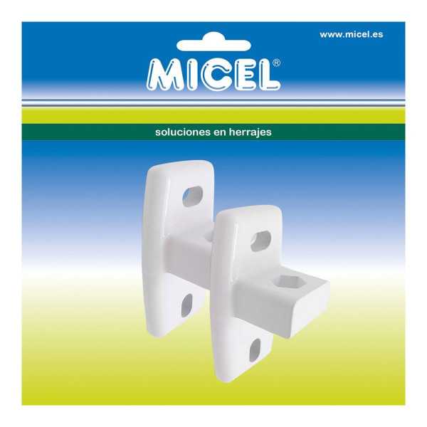 Soportes Pared Toldo, Modelo TLD02, de Aluminio con Acabado Blanco, 44 x 38,25 x 86 mm, Blister MICEL