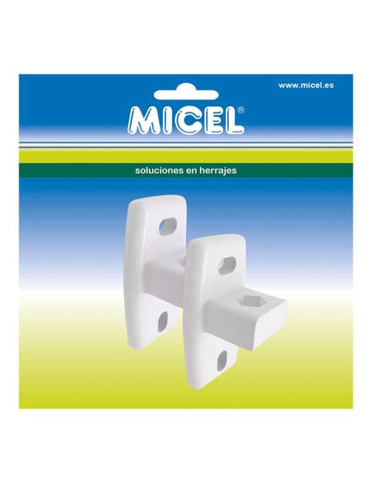 Soportes Pared Toldo, Modelo TLD02, de Aluminio con Acabado Blanco, 44 x 38,25 x 86 mm, Blister MICEL