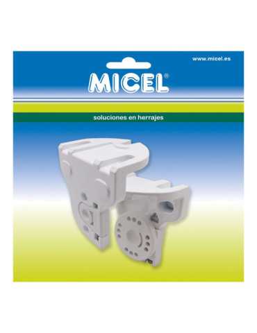 Soportes Eje Toldo, Modelo TLD03, de Aluminio con Acabado Blanco, 113 x 85 x 110 mm, Blister MICEL 2