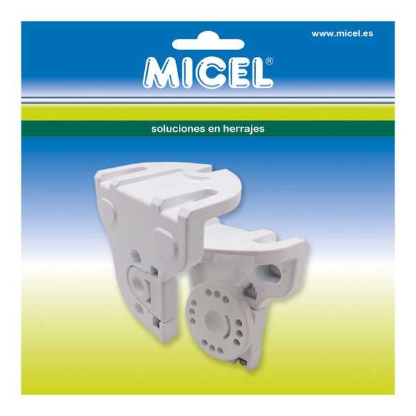 Soportes Eje Toldo, Modelo TLD03, de Aluminio con Acabado Blanco, 113 x 85 x 110 mm, Blister MICEL