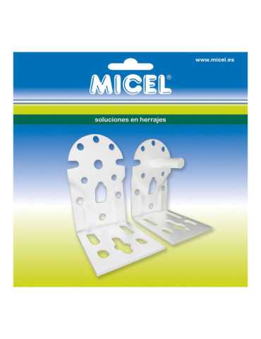 Soportes Eje Toldo, Modelo TLD08, de Acero con Acabado Blanco, 65 x 86 x 108 mm, Blister MICEL 2