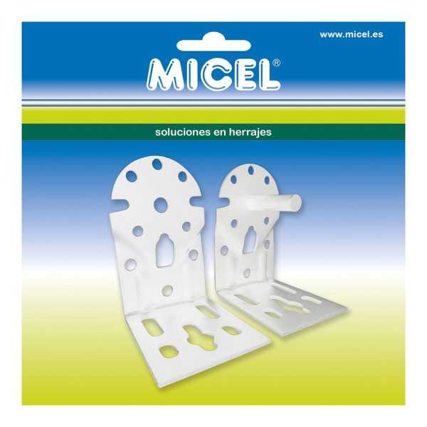 Soportes Eje Toldo, Modelo TLD08, de Acero con Acabado Blanco, 65 x 86 x 108 mm, Blister MICEL