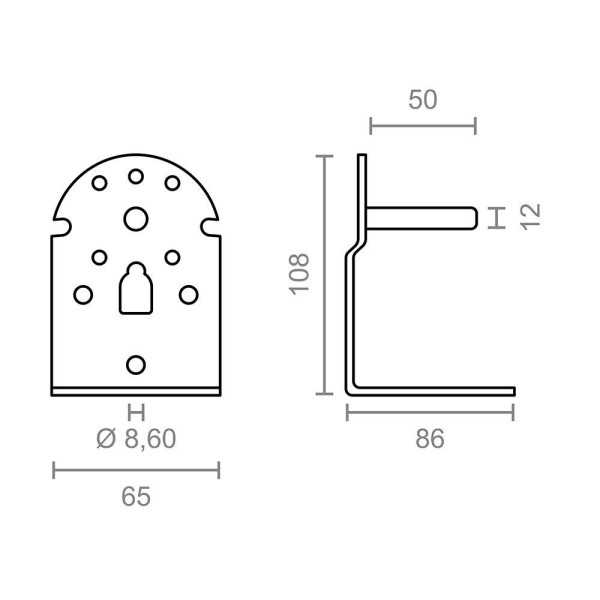Soportes Eje Toldo, Modelo TLD08, de Acero con Acabado Blanco, 65 x 86 x 108 mm, Blister MICEL