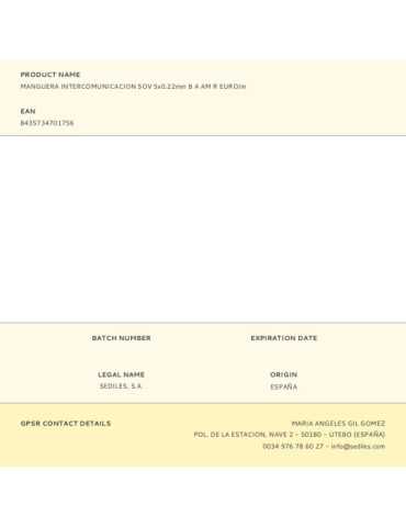 Lote de 100 Unidades Manguera Intercomunicacion 5OV 5x0.22mm B A AM R EURO/m SEDILES 2