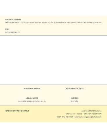 Mezcladora de 1200 W con Regulación Electrónica, 31 x 86 x 20 cm VIAT 2