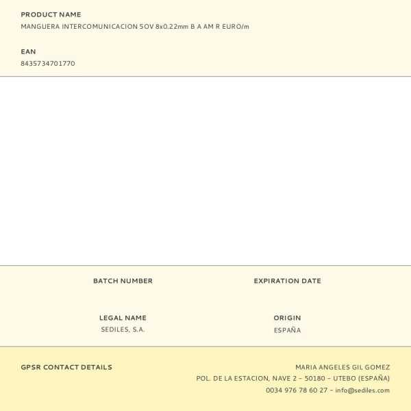 Lote de 100 Unidades Manguera Intercomunicacion 5OV 8x0.22mm B A AM R EURO/m SEDILES