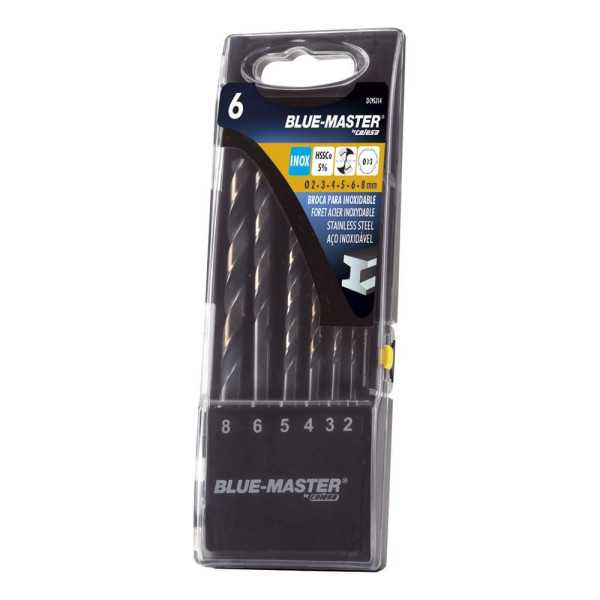 Brocas DIN338 Hss-Co Split Point/Antislip Inox Ø2-8 mm, Juego 6 Piezas BLUEMASTER