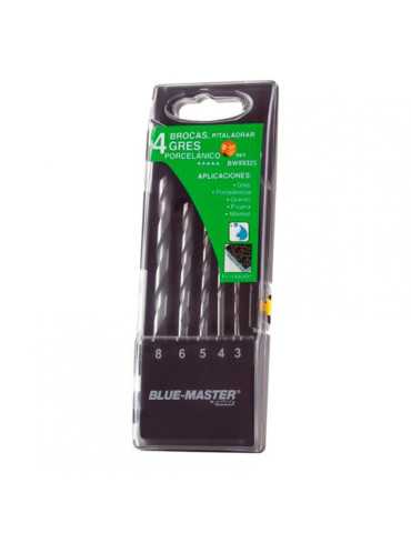 Brocas Profesionales Porcelánico Ø4-5-6-8mm, Juego 4 Piezas BLUEMASTER