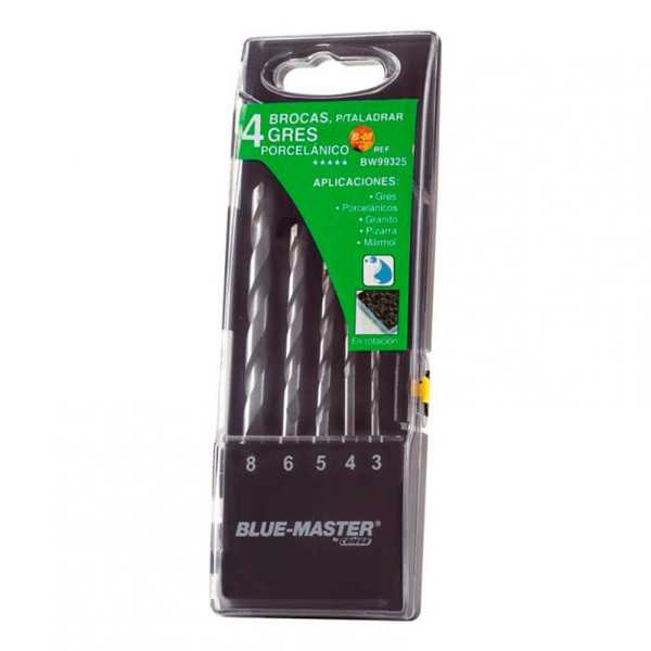 Brocas Profesionales Porcelánico Ø4-5-6-8mm, Juego 4 Piezas BLUEMASTER