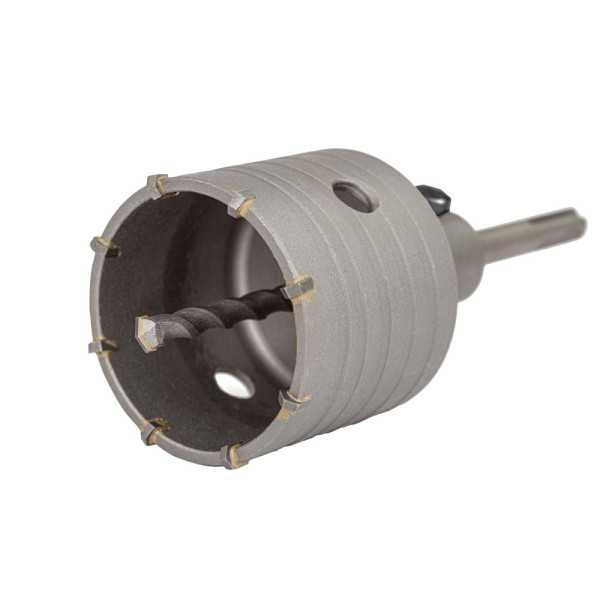 Corona Pasamuros de Metal Duro (Md) Ø90 mm + Husillo SDS Plus + Broca Guía BLUEMASTER