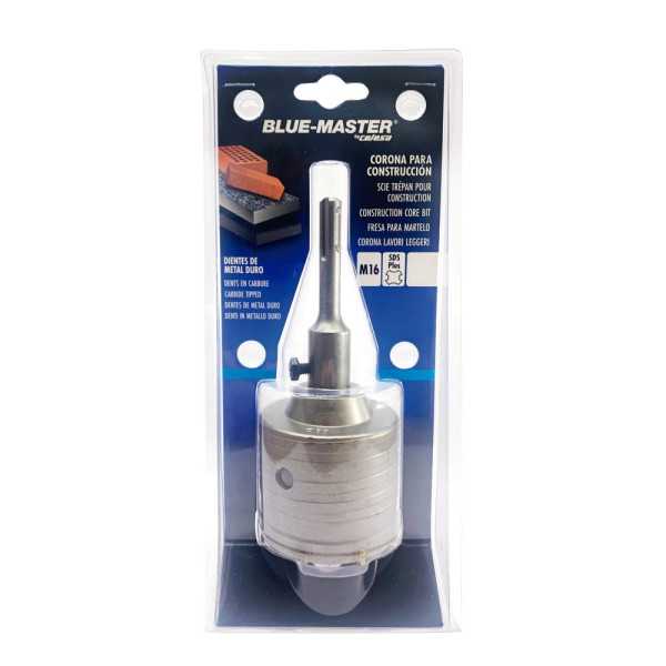 Corona Pasamuros de Metal Duro (Md) Ø90 mm + Husillo SDS Plus + Broca Guía BLUEMASTER