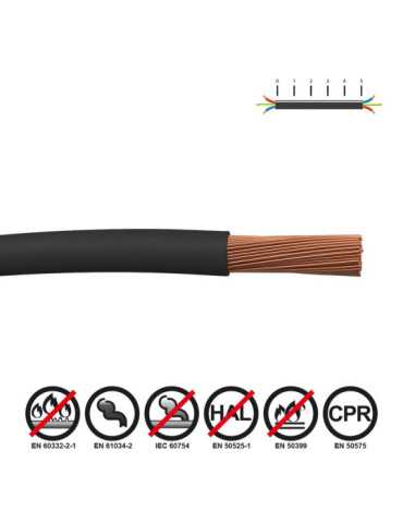 Lote de 200 Unidades Cablecillo H07Z1-K 1,50 mm² Negro EURO/m SEDILES