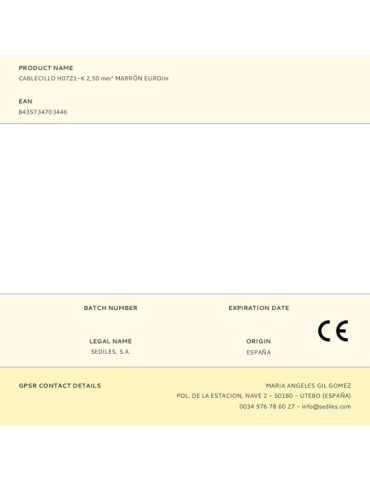 Lote de 200 Unidades Cablecillo H07Z1-K 2,50 mm² Marrón EURO/m SEDILES 2