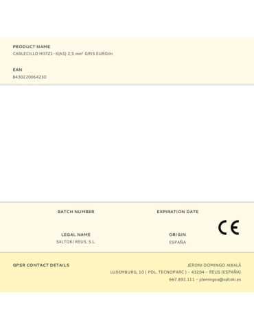 Lote de 200 Unidades Cablecillo H07Z1-K(AS) 2,5 mm² Gris EURO/m PRYSMIAN SPAIN 2