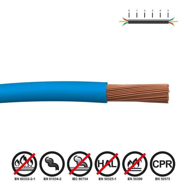 Lote de 100 Unidades Cablecillo H07Z1-K 4,00 mm² Azul EURO/m SEDILES