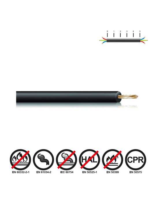 Lote de 100 Unidades Cablecillo H07Z1-K 6,00 mm² Negro EURO/m SEDILES