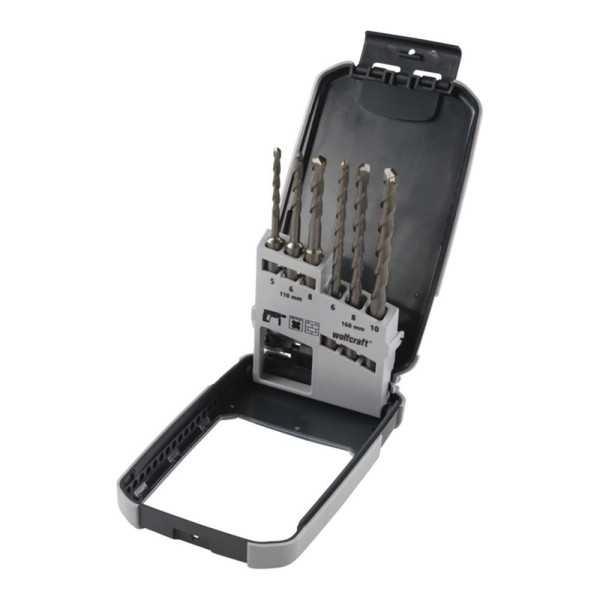 Broca Sds-Plus para Hormigón Filo de Carburo de Tungsteno, Juego 6 Piezas, Ø5,00 - Ø10 mm WOLFCRAFT
