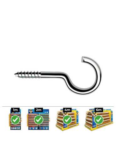 Hembrilla Roscada Abierta Ø2,7 x 40 mm Zincado, Caja 500 uds CELO