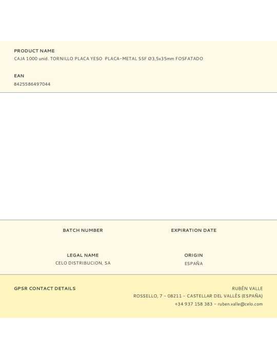 Caja 1000 unid. Tornillo Placa Yeso Placa-Metal Ssf Ø3,5x35mm Fosfatado CELO