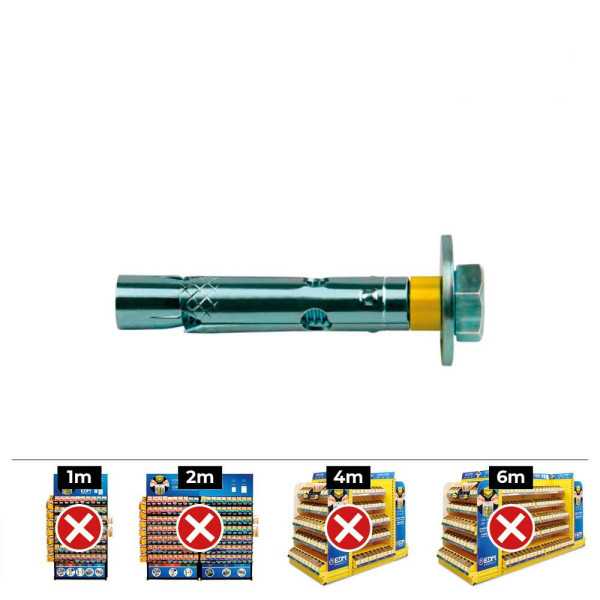 Anclaje Dynabolt Tornillo Zincado M10 Ø14 x 70 mm, Caja 50 uds CELO