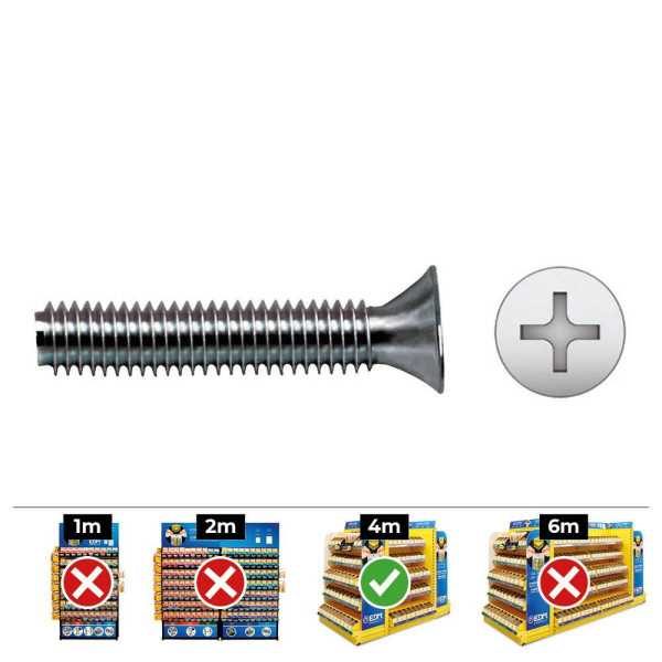 Caja 250 unid. Tornillo Metrico Avellanado Phillips DIN/REF965 Ø5x50mm Zincado CELO
