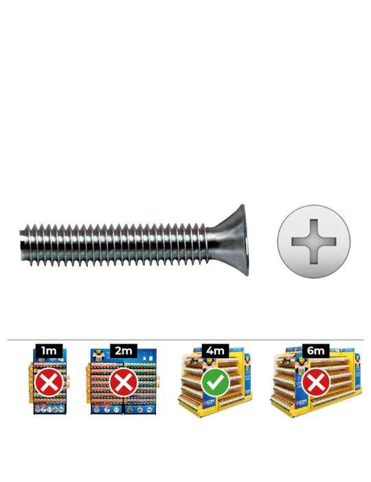 Caja 250 unid. Tornillo Metrico Avellanado Phillips DIN/REF965 Ø5x50mm Zincado CELO