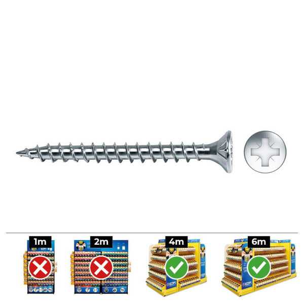 Caja 500 unid. Tornillo Madera Avellanado Pozi Din/Ref Vlox Ø3,5x45mm Zincado+lubr. CELO