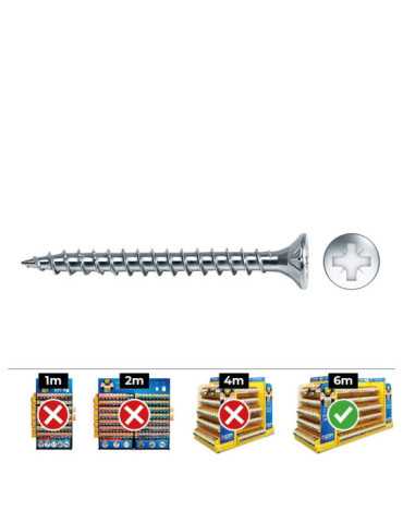 Caja 1000 unid. Tornillo Madera Avellanado Pozi Din/Ref Vlox Ø4x25mm Zincado+lubr. CELO