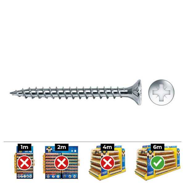 Caja 1000 unid. Tornillo Madera Avellanado Pozi Din/Ref Vlox Ø4x25mm Zincado+lubr. CELO