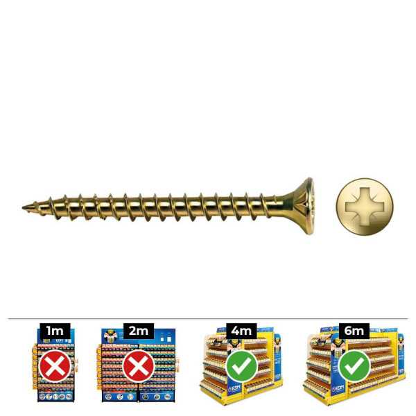 Caja 250 Unidades Tornillo Madera Avellanado PZ Din/Ref Vlox Ø6 x 40 mm Bicromatado+lubr. CELO