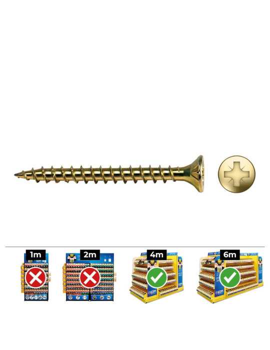 Caja 250 Unidades Tornillo Madera Avellanado PZ Din/Ref Vlox Ø6 x 50 mm Bicromatado+lubr. CELO
