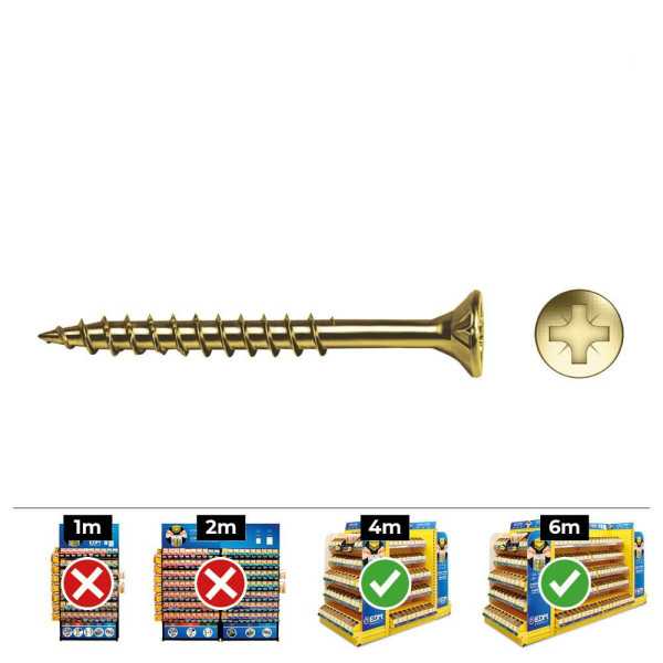 Caja 200 Unidades Tornillo Madera Avellanado PZ R/Parc Din/Ref Vlox P Ø6 x 60 mm Bicromatado CELO