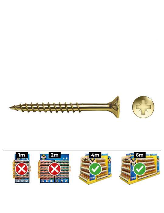 Caja 200 Unidades Tornillo Madera Avellanado PZ R/Parc Din/Ref Vlox P Ø6 x 60 mm Bicromatado CELO