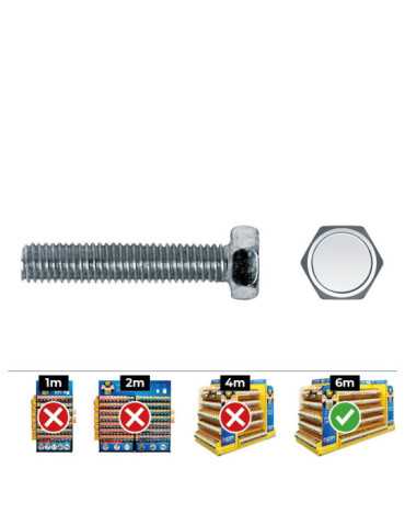 Caja 250 unid. Tornillo Metrica Hexagonal Din/Ref 933 Ø6x40mm Zincado CELO