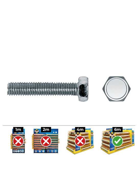 Caja 250 unid. Tornillo Metrica Hexagonal Din/Ref 933 Ø6x40mm Zincado CELO